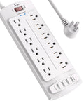 12 Outlet Power Strip With 4 USB Ports, 6 Ft Heavy Duty Extension Cord, 2700 Joules Surge Protector With Overload Protection