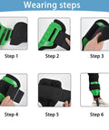 Visual steps on how to wear the Adjustable Tree Climbing Spikes Set For Safe Climbing, Fruit Picking, And Hunting, Heavy-Duty Carbon Steel Spikes