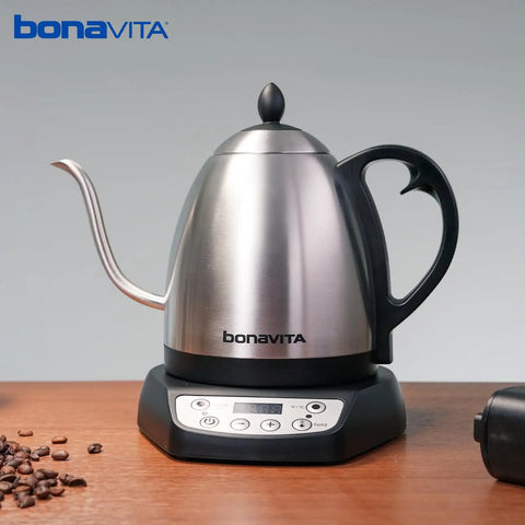 1L Digital Variable Temperature Gooseneck Kettle For Coffee And Tea With Precise Pour Control 6 Presets 1200 Watt LED Display