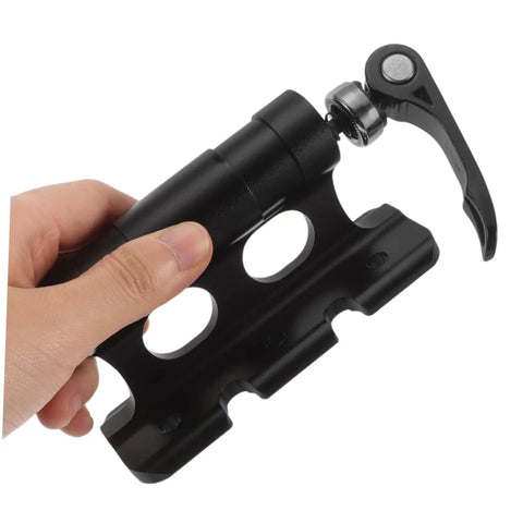 Close-up of Heavy Duty Aluminum Roof Bike Mount With Quick Release Front Fork Clamp And Retaining Clip Universal Ride Ready Rack Bracket