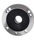Top Rated Er32 Collet Fixture For Cnc Lathe And Milling Machine With 100Mm Diameter Carbon Steel Flange Mount Frosted Finish To Handle Router Parts Accessories Like A Pro - close-up view of the flange with black insert.