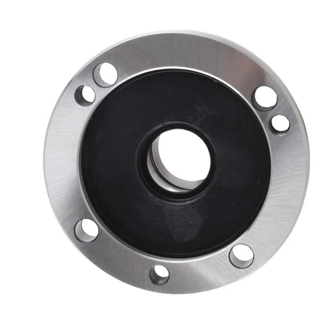 Top Rated Er32 Collet Fixture For Cnc Lathe And Milling Machine With 100Mm Diameter Carbon Steel Flange Mount Frosted Finish To Handle Router Parts Accessories Like A Pro - close-up view of the flange with black insert.