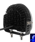 Back view of Upgraded Blue Curved Halo LED Forklift Lights 40W with mounting hardware and glowing blue arc illustration