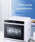 Compact Portable Mini Countertop Dishwasher With Smooth Fully Automatic Drawer Operation For Small Kitchens And Apartment Living offering visible clean plates inside.