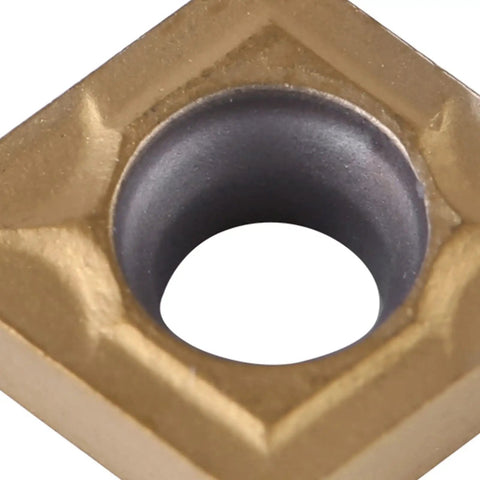 Close-up of Carbide Lathe Inserts Set For Semi Finishing Steel CNC CCMT060204 HM YBC251 Tools in square shape with central hole