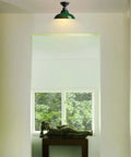 Industrial 12 Inch Semi Flush Mount Ceiling Light With Green Barn Style Lampshade And Gray Fixture in hallway decor