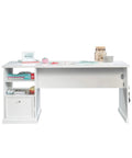 Game Changing Adjustable Sit Stand Computer Desk With Storage And Heavy Duty Home Office Craft Table Plus Vibe Ready Writing Desk For Modern Bedroom in white with drawers and shelves.