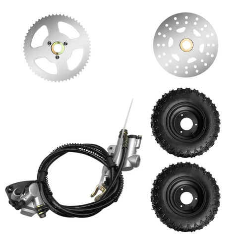Go Kart Axle Kit 6 Inch Ready To Roll With 740mm Rear Axle, Two Wheels, Tire Rim Tube, Brake Assembly, T8F Chain, Sprocket, Caliper