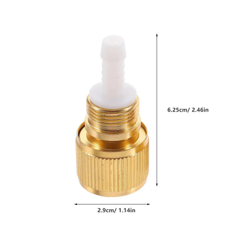 Aluminum Alloy Plated Quick Hose Connector 2.37 Inch Leak Free Male Hose Connector in copper finish with measurements shown