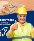 Man giving thumbs up next to Ultra Precision Electric Circular Saw Milling Positioning Clamp With Adjustable Base Guide for DIY woodworking