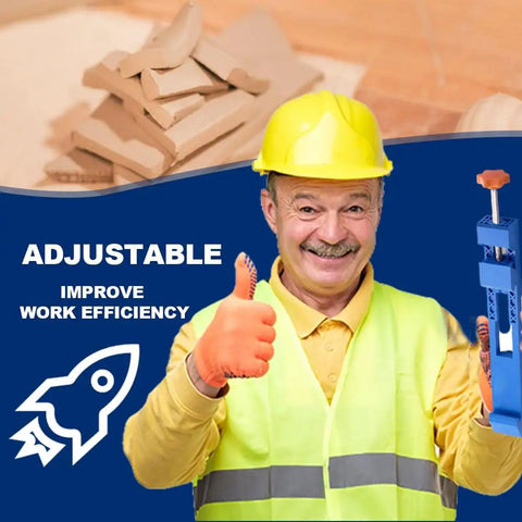 Man giving thumbs up next to Ultra Precision Electric Circular Saw Milling Positioning Clamp With Adjustable Base Guide for DIY woodworking