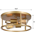 Dope Gold Flush Mount Ceiling Light 12 Inch Modern Round Fixture With Two Lights For Bedroom Hallway Entryway Kitchen Premium Champagne Gold Finish Industrial Style Home Decor