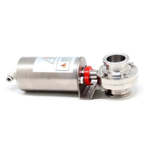 Side view of Sanitary Tri Clamp Butterfly Valve 2 Inch With SS304 Stainless Steel Body, Pneumatic Actuator Single Acting, Air To Open
