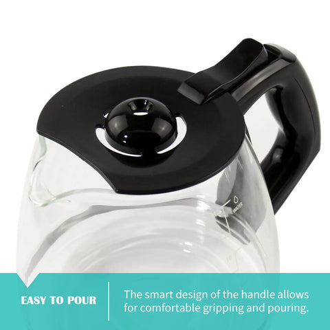 14 Cup Replacement Carafe Compatible With Black And Decker Coffee Maker CM1160B CM1160W with black handle, top view