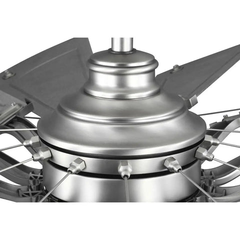 Close-up view of Chic Slick Farmhouse Ceiling Fan With A Tough Antique Nickel Finish and its sturdy central hub.