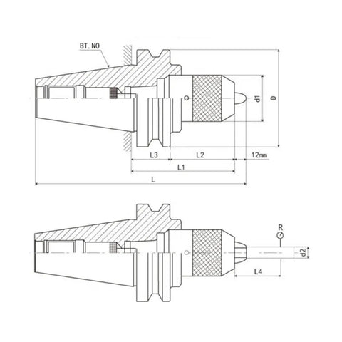 Heavy Duty Bt50 Cnc Collet With A Straight Shooter Self Tightening Grip For Milling And Grinding technical dimensions diagram