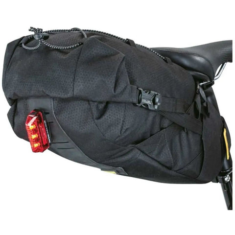 BackLoader 15L Bikepacking Seat Bag With Water Repellent Durable Polyethylene And Nylon Construction For Stable Ride And Large Gear Storage No Rack Needed attached to bike