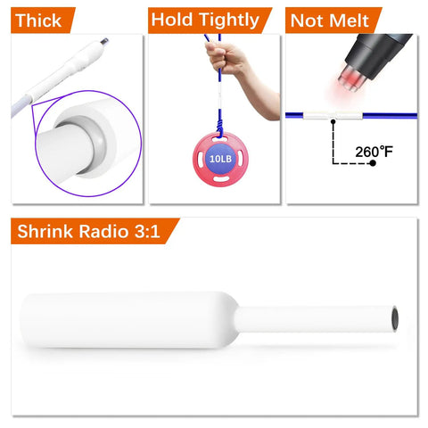 Heat Shrink Tubing Kit For Diy Cable Repair With Adhesive Lined White Tubing Shrink Ratio 3 To 1 demonstration