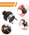 Heavy Duty Air Pressure Switch 120 To 150 PSI 1 Eighth NPT Thread For Air Horns And Compressors DC 12V Or 24V Black Finish