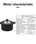 Close-up of motor for Upgraded Dual Gear Extruder For K1 Max And K1C 3D Printers With motor characteristics table.