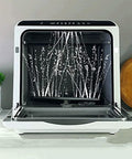 Fully Automatic Portable Countertop Dishwasher Crafted From Premium Stainless Steel with LED display and water spray.