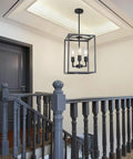 Rustic Hallway Cage Chandelier With 3 Lights Dope Vintage Industrial Farmhouse Square Pendant Ceiling Light For Dining