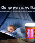 Solar Powered Outdoor Bug Zapper That Is Waterproof Portable And Rechargeable With USB Charging next to a sleeping baby.