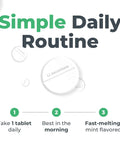 Image of Lithium Supplement 1 Mg Tablets For Calm, Focus And Mental Clarity, Non Drowsy Formula With Fast Dissolve, Keeps Your Mood Steady And Your Focus Sharp, Compare To Lithium Orotate With Vitamin C, 60 Count tablets with 'Simple Daily Routine' text.