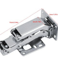170 Degree Hydraulic Cabinet Door Hinges With Soft Close For Thick Furniture Panels showing dimensions and design