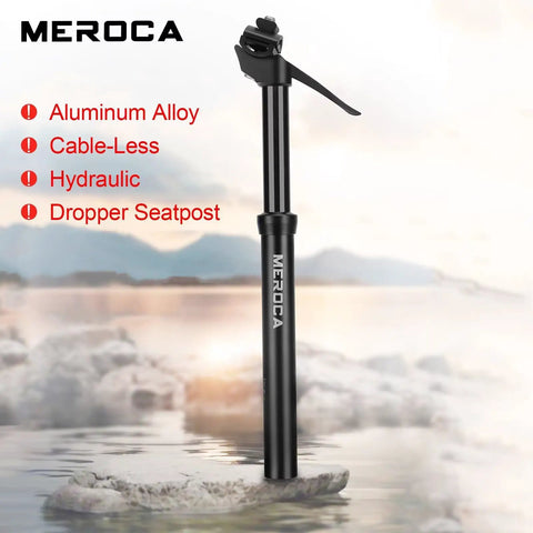 Cable-Less Hydraulic Dropper Seatpost with 27.2mm, 30.9mm, 31.6mm diameters on a misty background