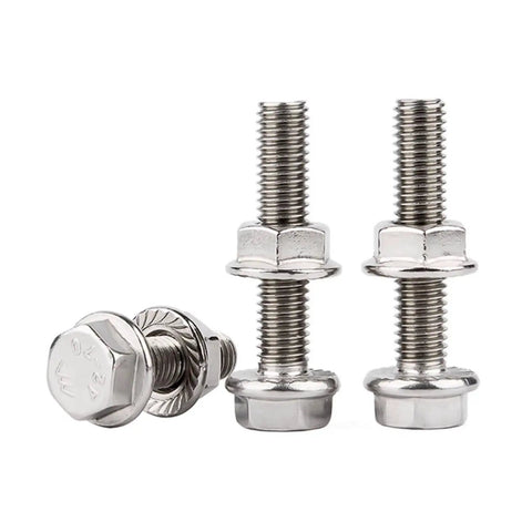 Stainless Steel M6 External Hex Head Flange Bolts And Nuts Kit 20 Sets M6x45 Length, enlarged flange washer head, hardware bundle.