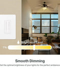 Smart Ceiling Fan Controller And Dimmer Switch For Easy Breeze And Lit Ambiance With Four Speeds And Adjustable Brightness