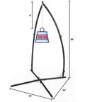 C Type Hammock Chair Stand Heavy Duty Steel Frame With Adjustable Height One Person Setup In Minutes Indoor Outdoor Fits Hanging Chair Tree Tent Lounger Air Porch Swing 220 Lbs Capacity Black