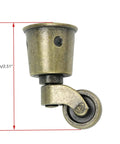Antique brass caster wheel for wood furniture legs, 64mm height. Compatible with Wood Furniture Legs With Casters 4 Pcs 120mm Height Gourd Shape Sofa Feet.