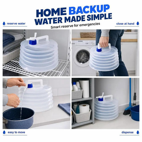 Collapsible Water Container With Spigot And Hook For Camping And Hiking BPA Free Foldable Water Storage Jug 3 Liter Capacity
