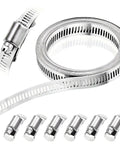 Heavy Duty 304 Stainless Steel Worm Hose Clamps Bundle Fits Any DIY Pipe Project With Super Tight Grip And Unbreakable Rigid Core Construction For All Your Auto Fix It Needs, rolled clamp and six buckles