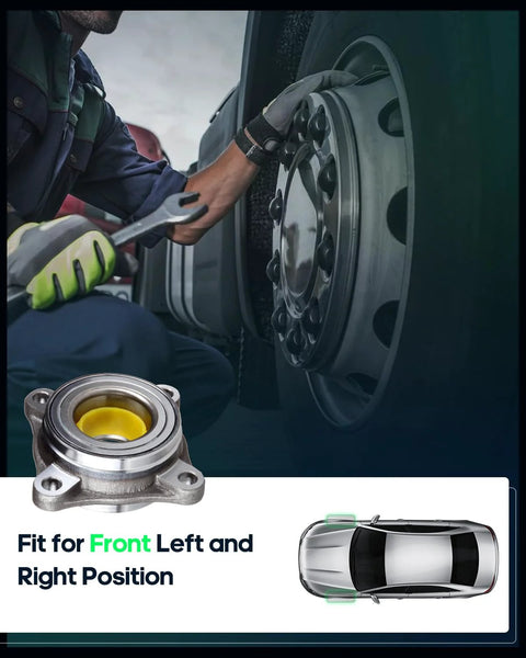 Front Wheel Bearing And Hub 515040 For Lexus GX460 GX470 And Toyota 4Runner Tacoma FJ Cruiser With ABS 4WD 2003 To 2021 Two Piece Replacement Premium Aftermarket Part With Easy Install, mechanic working on wheel hub installation