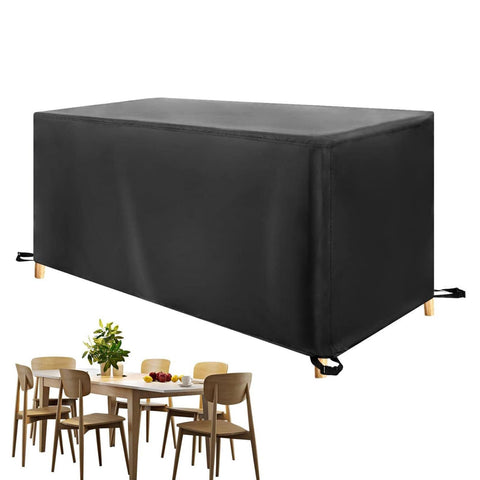 Built To Last Heavy Duty Outdoor Table Cover With UV Protection And Waterproof Weatherproof Shield 90.55 Inch Size Keeps Patio Furniture Looking Fresh On Lawn Balcony Poolside Or Backyard, black cover over table set