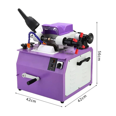 Pro Grade Stone Grinding And Polishing Machine For Jewelry Making Beads Crafting, shown in purple with multiple shaping wheels.