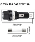 Heavy Duty 5X20MM Panel Mount Fuse Holders With Fast Blow Glass Fuse Kit Top Shelf 10A 250VAC Circuit Protection chassis mount design