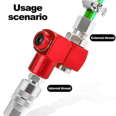 Four Pack 1/4 Inch MNPT Aluminum Air Hose Fittings With 360 Degree Swivel Plug And Play Quick Connect Pneumatic Tool Adapters For Air Tools Red Includes Thread Tape For Leak Prevention on air hose