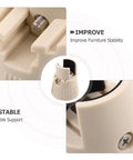 Close-up of non-slip plastic base showing adjustable mechanism for Two Pack Adjustable Furniture Legs With Height Adjustment And Non Slip Plastic Bases, Table And Bed Frame Risers For Living Space, 2 To 3.27 Inch Adjustable Furniture Feet, Quick Assembly, Rug Friendly Floor Protection.