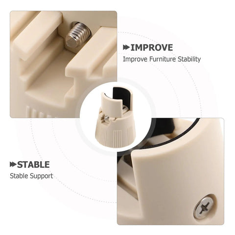 Close-up of non-slip plastic base showing adjustable mechanism for Two Pack Adjustable Furniture Legs With Height Adjustment And Non Slip Plastic Bases, Table And Bed Frame Risers For Living Space, 2 To 3.27 Inch Adjustable Furniture Feet, Quick Assembly, Rug Friendly Floor Protection.