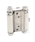 Double Spring Hinge Metal Double Sided Door Automatic Self Closing Hardware For Saloon And Cafe Doors closeup with measurements
