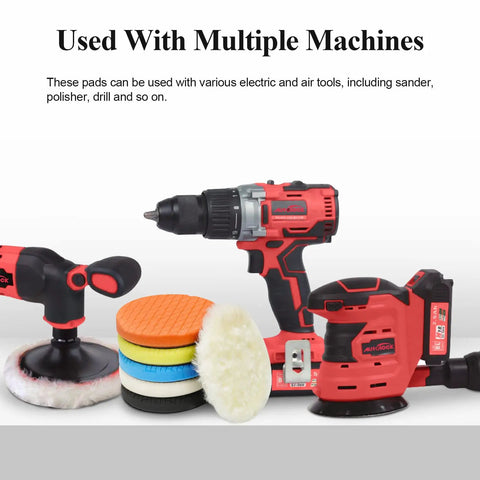 7 Inch Buffing Polishing Pads Kit For Car Detailing with tools and pads displayed