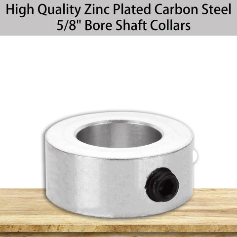 12 Pack Five Eighths Inch Bore Shaft Collars, Zinc Plated Solid Carbon Steel Screw for Industrial, Automotive, and Machinery Use