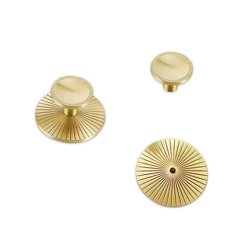 Gold Round Brass Cabinet Knobs Set Of 12 For Cabinets And Drawers, Vintage Back Panel Pulls, Easy Install, 47x28x26mm displayed
