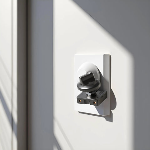 4 Position Rotary Ceiling Fan Switch With 3 Speed Governor Button Isolator And Wall Control installed on white wall