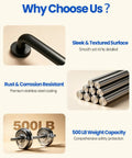 Built Like a Tank 12 Inch Black Stainless Steel Shower Grab Bars detail showing sleek surface and 500 lb weight capacity.