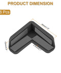 Heavy Duty L Shaped Corner Guards For Tables And Furniture, 16 Pack Soft PVC Edge Bumpers In Black, dimensions shown in diagram.